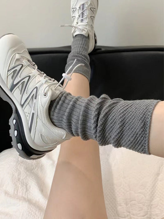 Wholesale Sock Splicing Breathable Stacking Socks Solid Color Cotton Socks Versatile Knitted Particle Leg Socks
