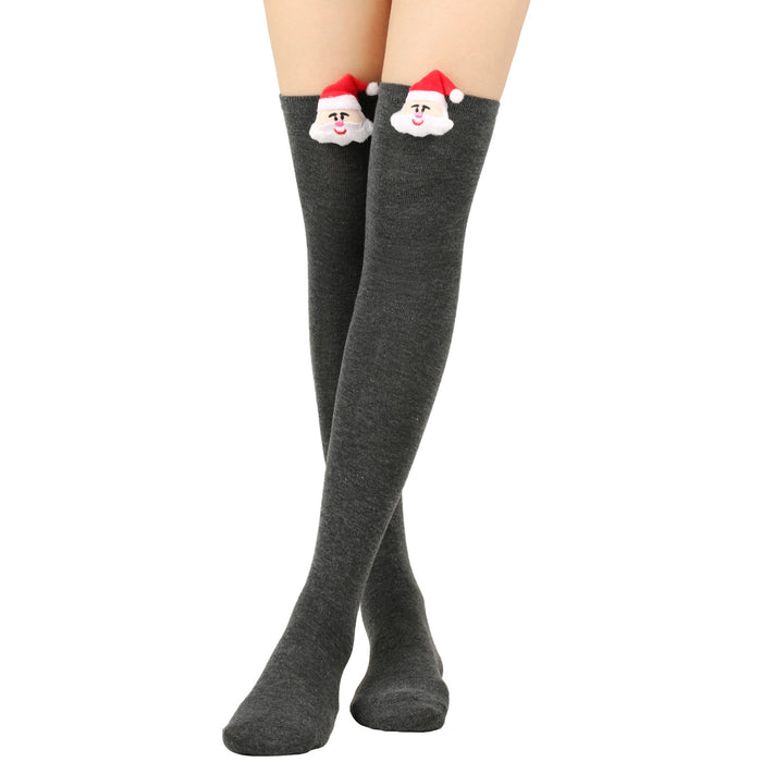 Wholesale Santa Claus Striped High Socks Over Knee Cotton Socks JDC-SK-XQ038