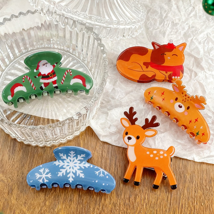 Wholesale Christmas Cat Snowflake Hair Claw Clip Trendy PVC Claw Hair Clip For Women Boutique Resale Hair Accessory
