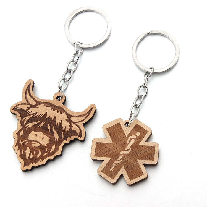 Wholesale Wooden Cow Head Keychain JDC-KC-JinA001