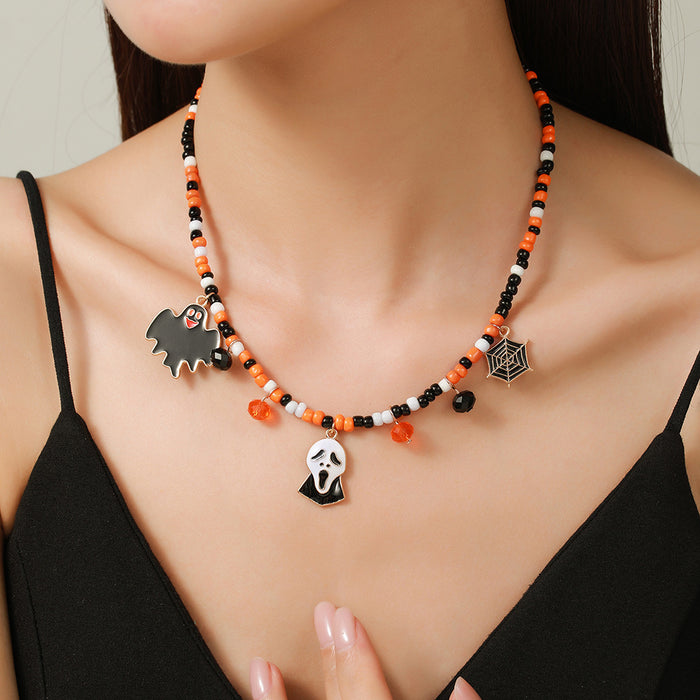 Wholesale Halloween Bead Necklace Fashion Versatile Ghost Pumpkin Bead Necklace