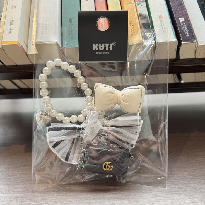 Wholesale Doll clothes bow lace dress with bag pull cloth clothes accessories