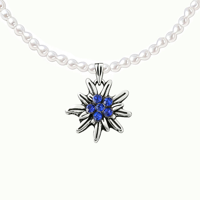 Wholesale Vintage Edelweiss Pendant Necklace Faux Pearl Rhinestone Oktoberfest Themed Women S Collarbone Chain Fashion Jewelry