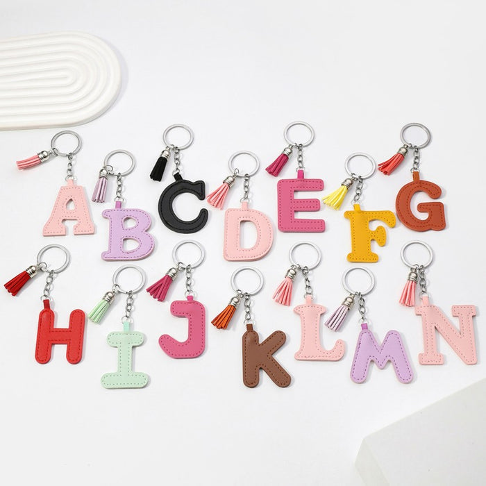 Wholesale PU Leather 26 English Letters Keychain JDC-KC-RongRui063