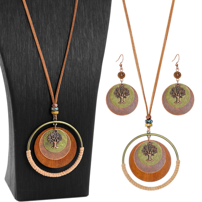 Wholesale Vintage Tree of Life Earring and Necklace Set Bohemian Style MOQ≥2