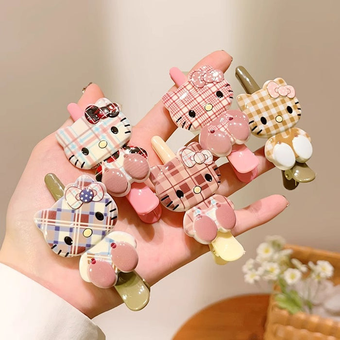 Wholesale  check kitten hairpin girl hair accessories bangs clip student broken hairpin side clip