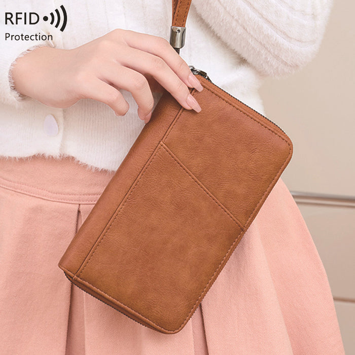 Wholesale RFID Anti-magnetic Zipper Passport Multifunctional Wallet