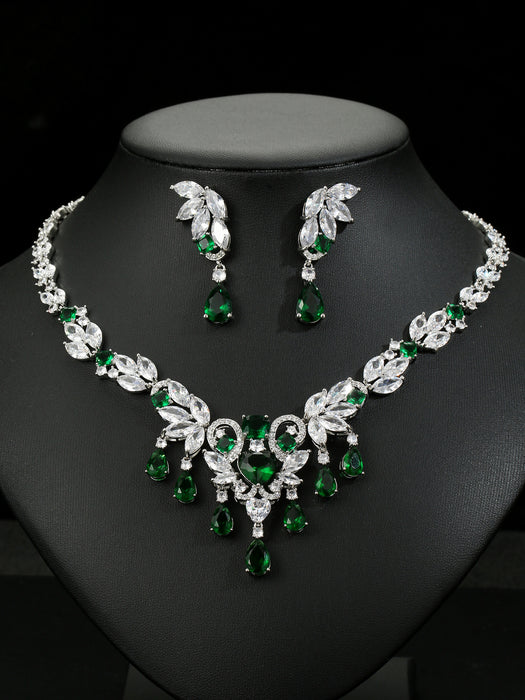 Wholesale Fashion Zircon Necklace Earrings Jewelry Accessories Shining