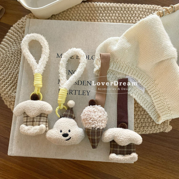 Wholesale Milk Tea Coffee Color Puppy Pendant Keychain Bag Pendant for Women