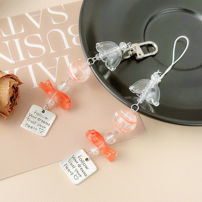 Wholesale Cute Goldfish Wind Chimes Pendant Personality Mobile Phone Chain  Hanging Ornaments