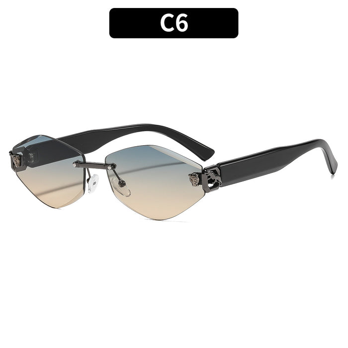 Wholesale Frameless Sunglasses Gold Frame Gray Lens UV400 Street Fashion Accessory