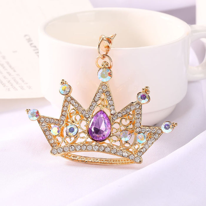 Wholesale Zinc Alloy Crystal Crown Keychain Stylish Car Key Accessory MOQ≥2