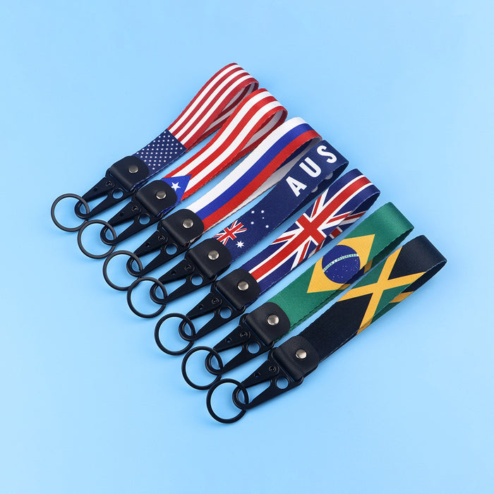 Wholesale  simple world flag  alloy car keychain pendant