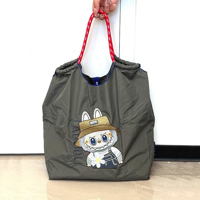 Wholesale Embroidered canvas bag popular cartoon large capacity shoulder bag girls messenger bag handbag