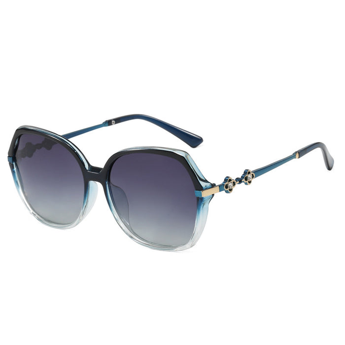 Wholesale High end polarized UV resistant elliptical frame sunglasses with diamond inlaid sunglasses