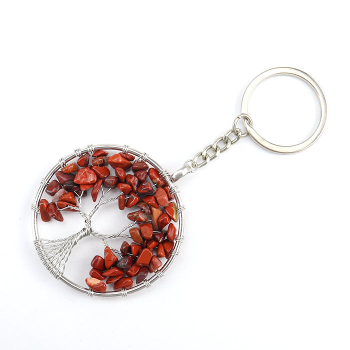 Wholesale Natural Crushed Stone Crystal Tree Root Life Tree Pendant Keychain Bag Pendant Keychain K04 JDC-KC-HXu002