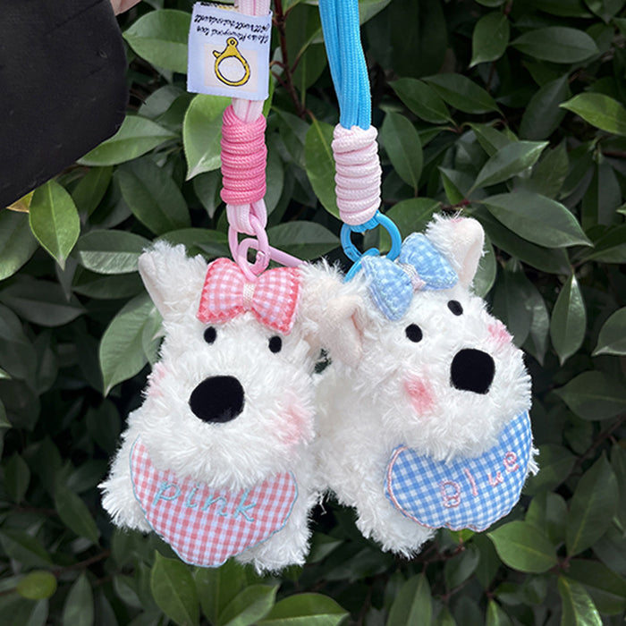 Wholesale Cute Plush Pendant Dog Powder Bow Car Keychain Pendant Car Keychain Girl