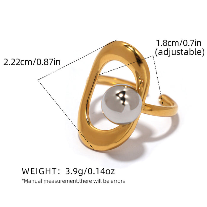 Wholesale Stainless Steel Hollow Circle Steel Ball Open Ring Simple Jewelry