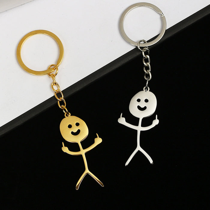 Wholesale Stainless Steel Graffiti Villain Shape Couple Keychain JDC-KC-Aohong004