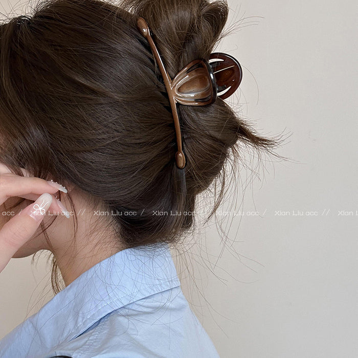 Wholesale Amber antique style oil painting hair clip, women's back of the head, new style with large shark clip, high-end hair accessory