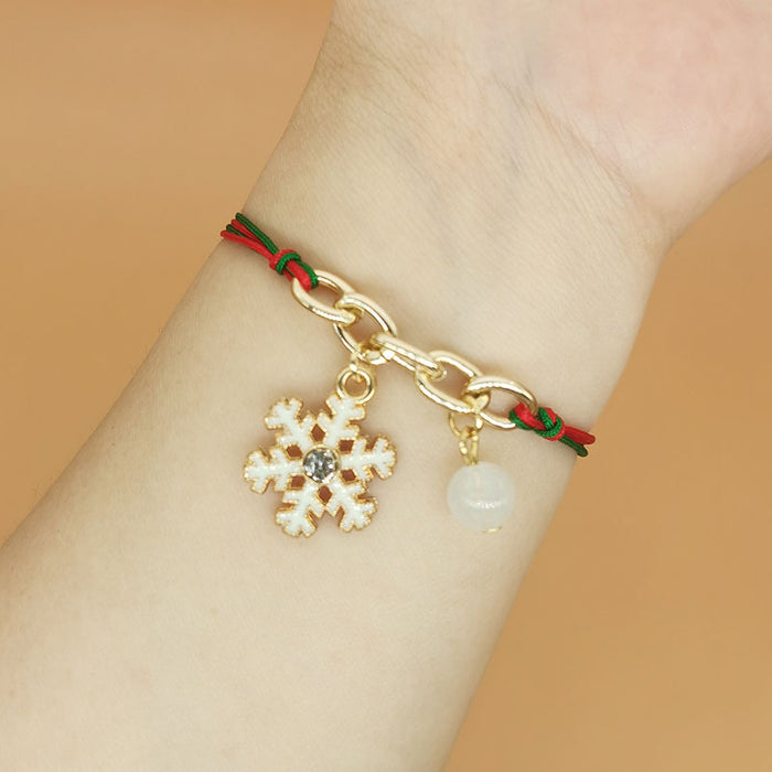 Wholesale Luminous Christmas Woven Bracelet Alloy  Tree Bell Snowflake Lucky Bag Luminous Hand Ornaments