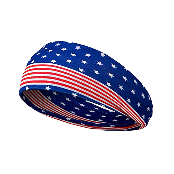 Wholesale American Flag Independence Day Stars Knotted Sweat Absorbent Sports Bundle Fabric Headband JDC-HD-YunQ002