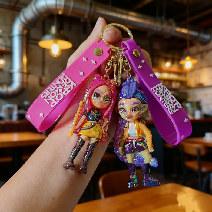 Wholesale KPOP Cute Cartoon Electroplated Silicone Keychain