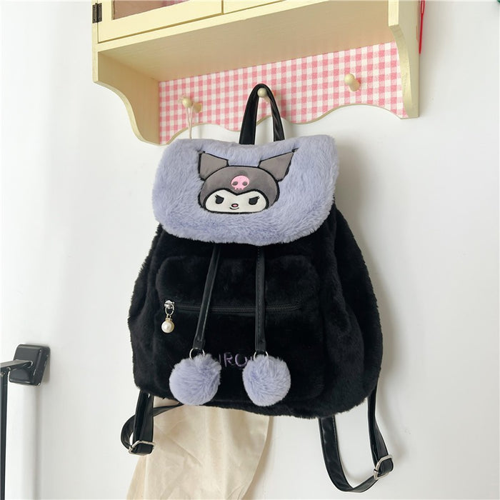 Wholesale Cute plush flip backpack with large capacity, cute backpack, cartoon casual backpack
