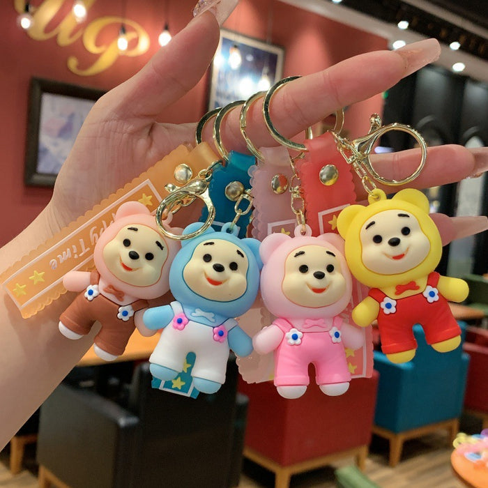 Wholesale Chic Cute Bear Keychain Charm PVC Cartoon Bear Bag Accessory Trendy Gift