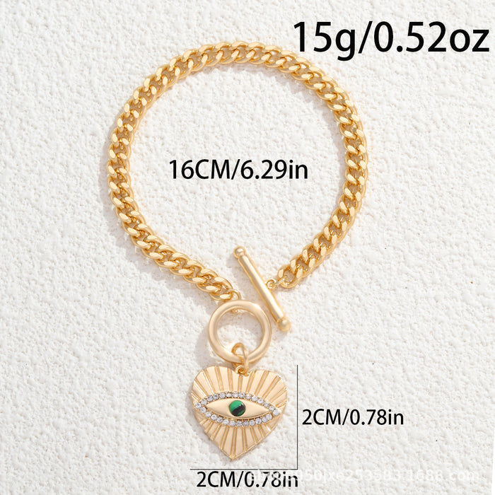 Wholesale 12PCS Cuban Chain Three-dimensional Cross-section Love Devil Eye Pendant Alloy Bracelet JDC-BT-DiMan001