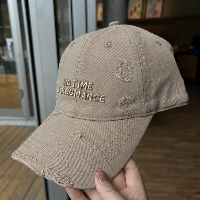 Wholesale Holed Baseball Cap Women's Letter Embroidered Cap large Wide Brim Soft Top
