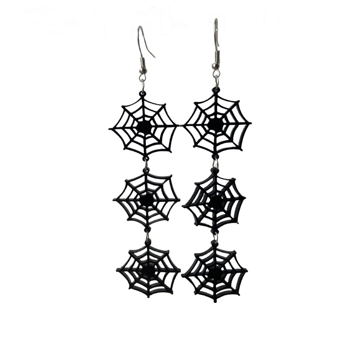 Wholesale Exaggerated Dark  Earrings Bat  Web Ghost Skull Triple Gothic Style Earrings Jewelry