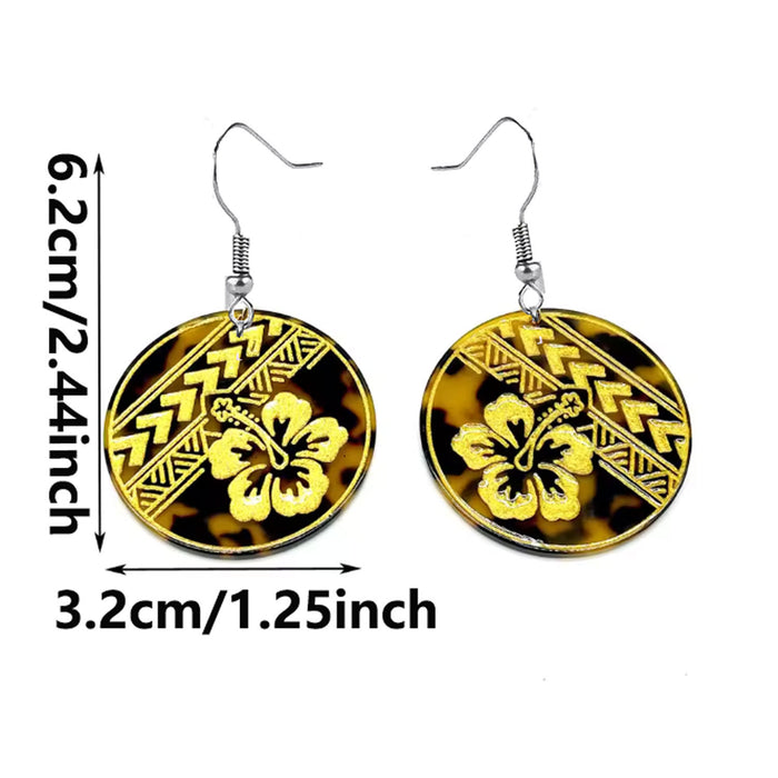 Wholesale Stylish Hibiscus Flower Drop Earrings Acrylic Floral Print Jewelry Accessory MOQ≥2
