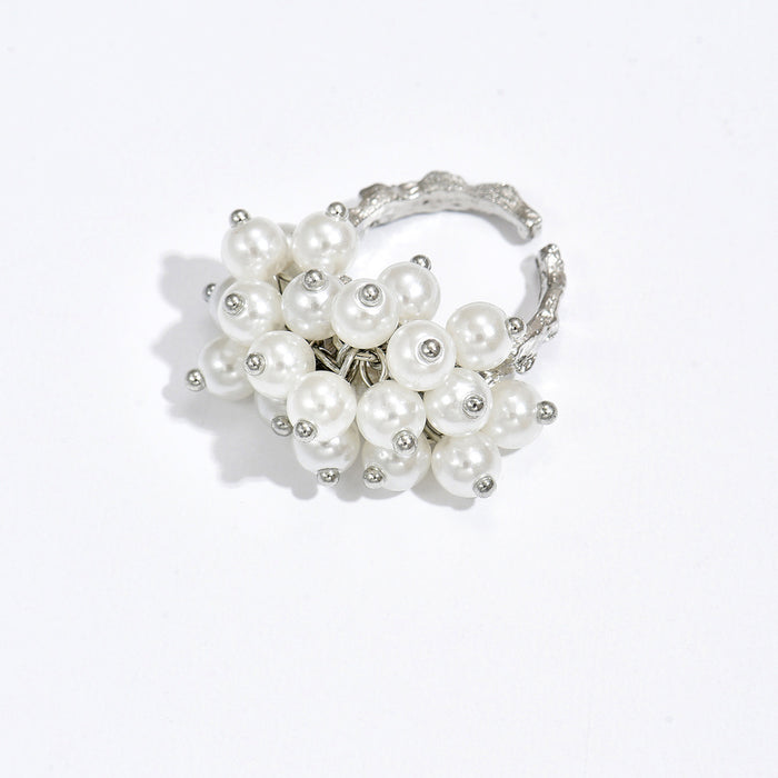 Wholesale Personalized irregular design pearl ring retro light luxury adjustable ring