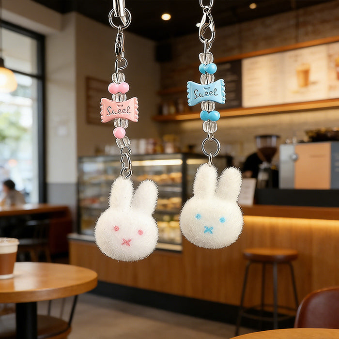 Wholesale Flocked Bunny Keychain