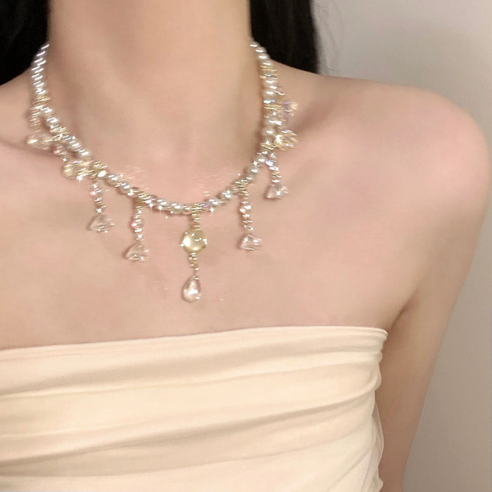 Wholesale Elegant Socialite Crystal Tassel Necklace Women's Zircon Clavicle Chain