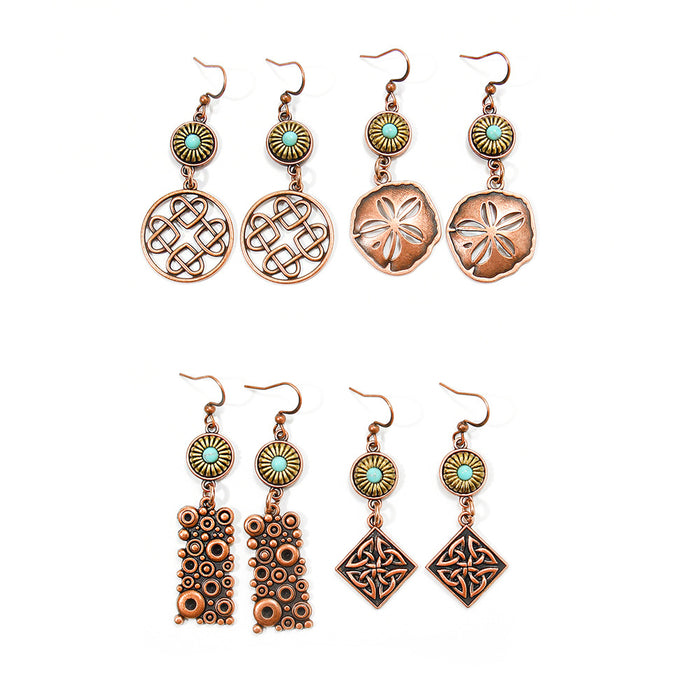 Wholesale Bohemian Geometric Irregular Leaf Metal Earrings Fashion Accessory MOQ≥2