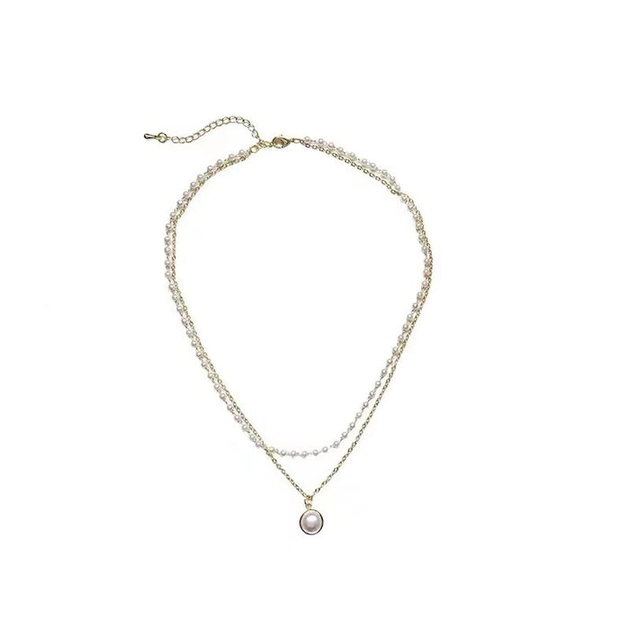 Wholesale double-layer pearl pendant necklace women's