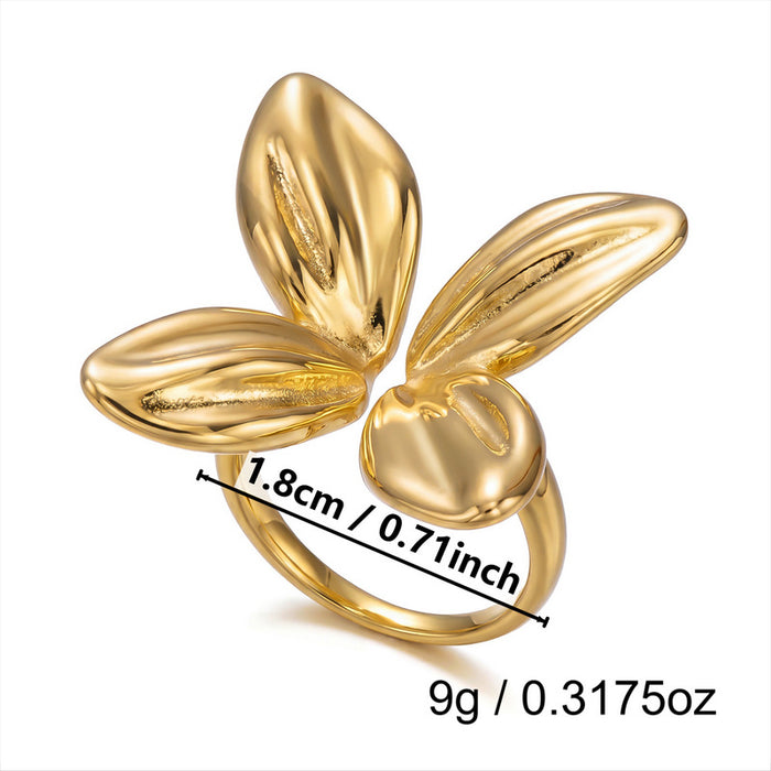 Wholesale Butterfly Sun Open Ring Stainless Steel Gold Plated Fashion Jewelry Accessory