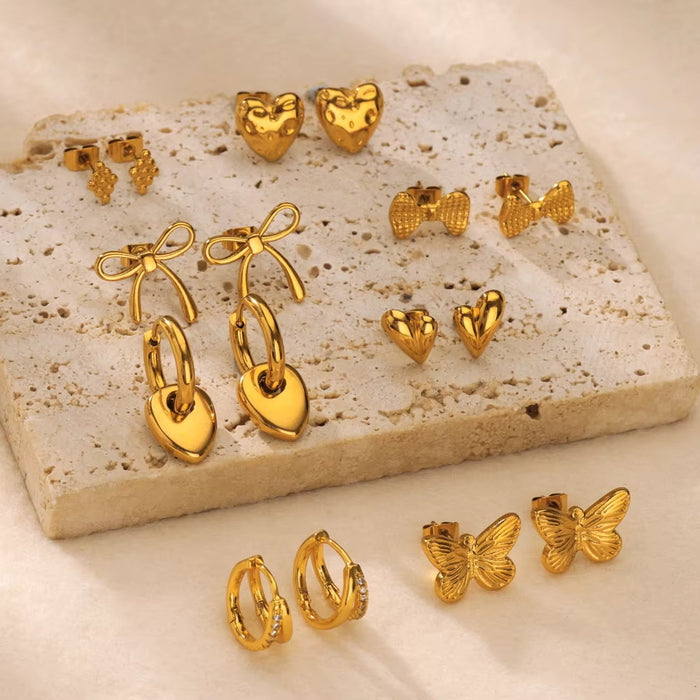 Wholesale  gold love bow earrings fashion  earrings stainless steel jewelry