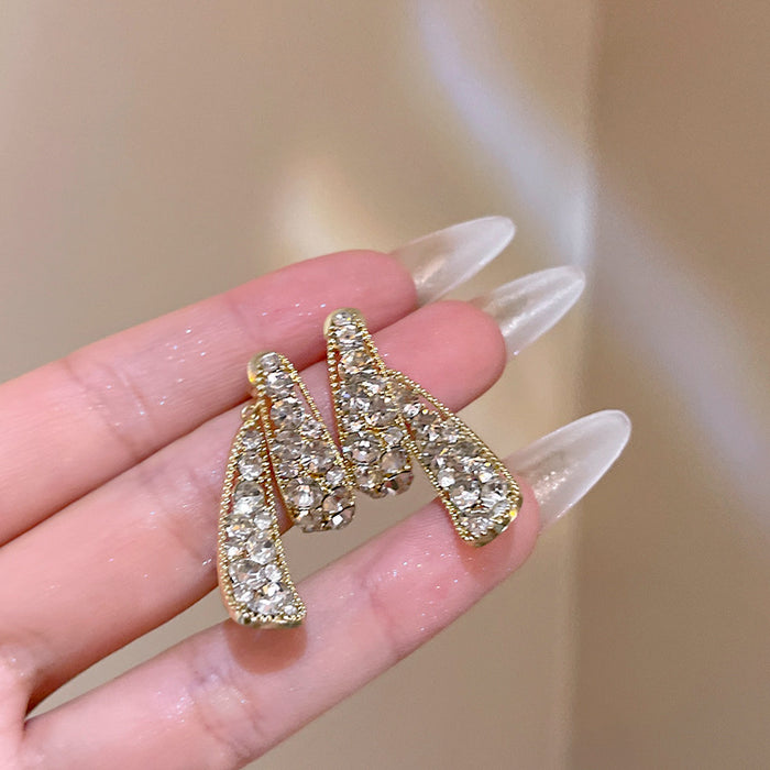 Wholesale Exquisite temperament full of diamond droplets earrings, niche design, fashionable earrings, light luxury earrings wholesale