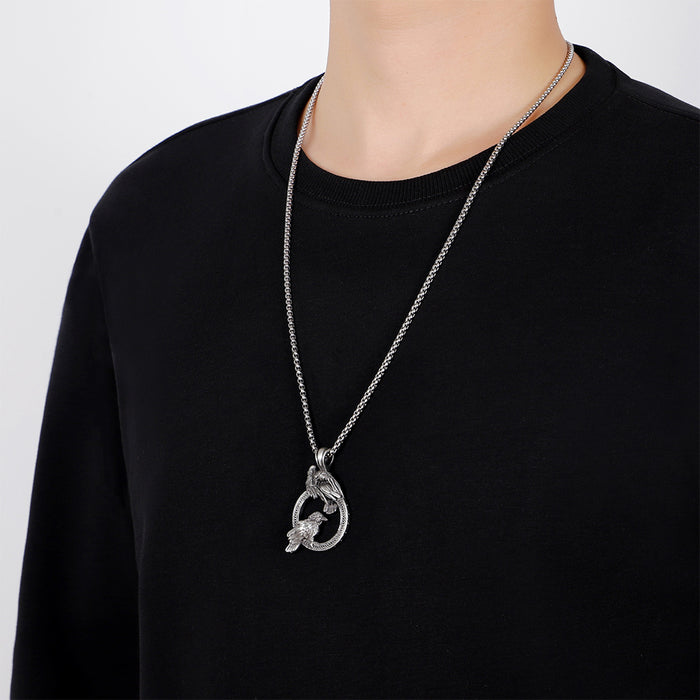 Wholesale Crow Pendant Stainless Men's Necklace JDC-NE-TuoPu004