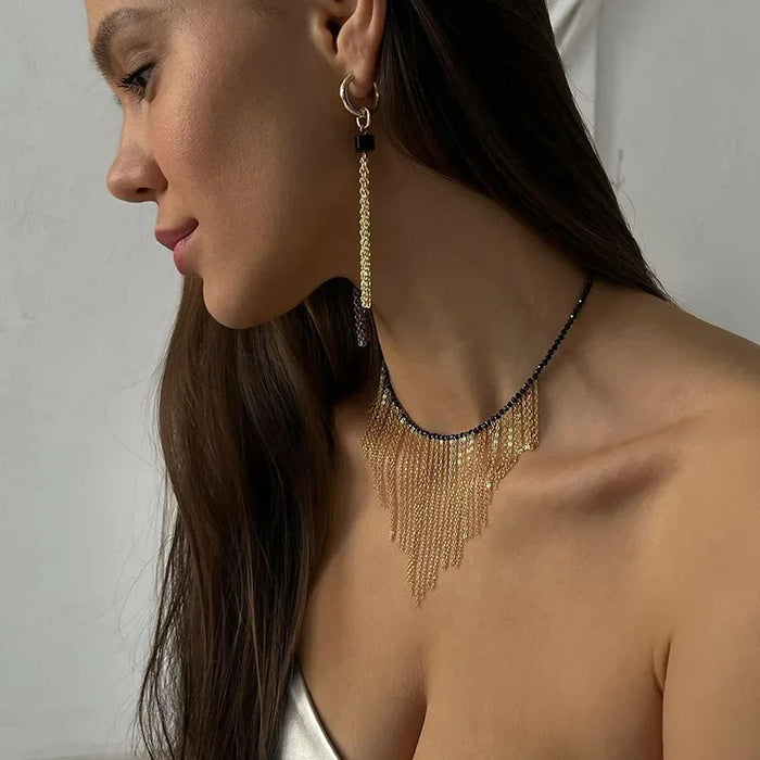 Wholesale Exaggerated jewelry, bead chain pendant, personalized niche chain, tassel necklace