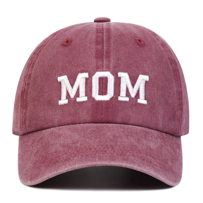 Wholesale Cotton Dad Mom Printed Baseball Cap Adjustable Curved Brim Retro Washed Everyday