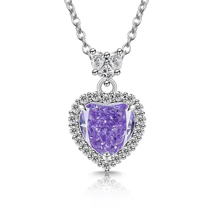 Wholesale Copper Heart Pendant Necklace Diamond Cut Padparadscha Style Fashion Accessory Gift