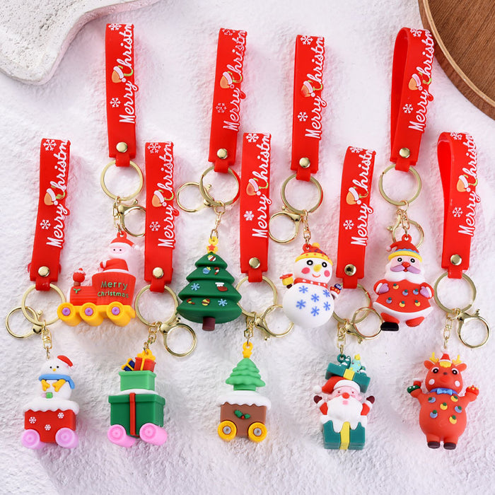 Wholesale Cute soft rubber Christmas keychain