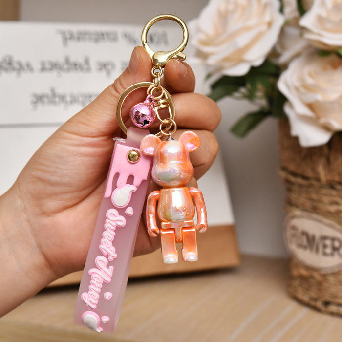 Wholesale Acrylic Colorful Bear Keychain Pendant Cartoon Couple Doll Backpack Car Keychain Small Gift