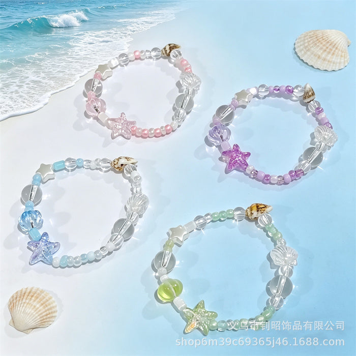 Wholesale Ocean Wind Glass Shell Beaded Bracelet Trendy Fashion Accessory