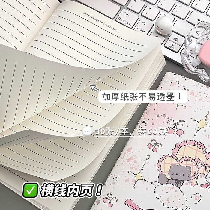 Wholesale Cartoon Bow Cat Notebook A5 Thick Lined Workbook for Students Daily Use MOQ≥4