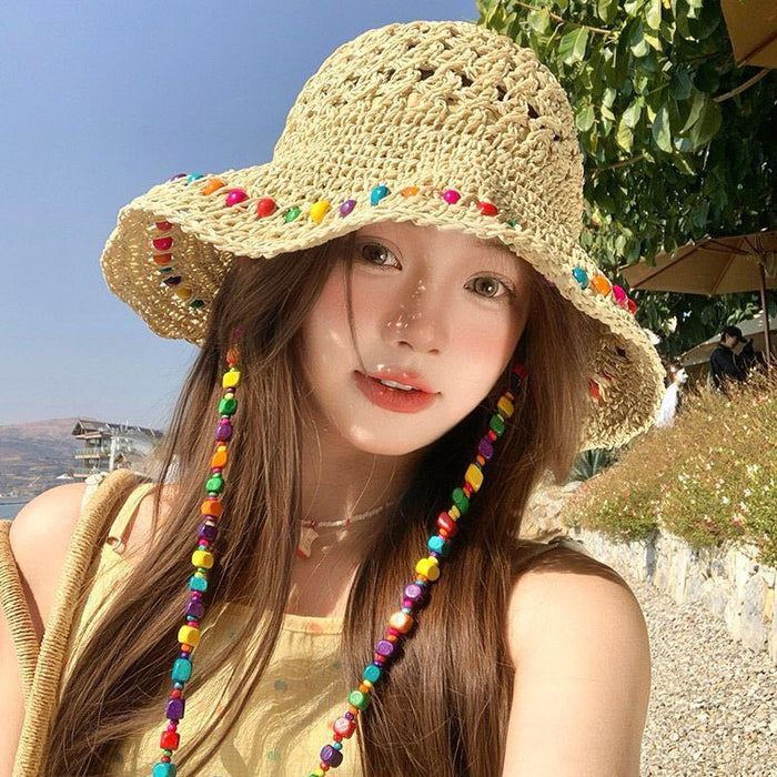 Wholesale Colorful Woven Hat Women's Summer Arrival Seaside Holiday Style Hat Big Brim Sunscreen Fisherman's Hat